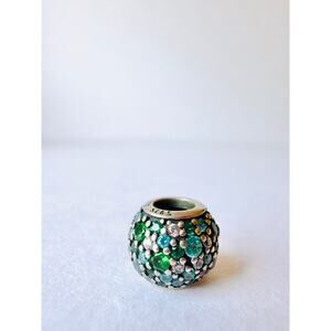 Retired Pandora Ocean Mosaic Pave Charm 925 ALE Green CZ Sterling Silver